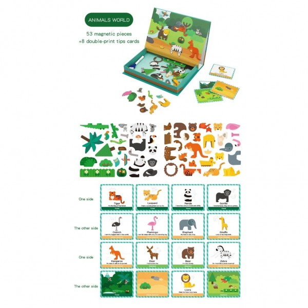 Carte magnetică puzzle ANIMALELE LUMII- Magnetic art case animal world [3]