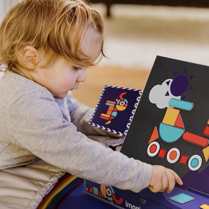 Carte magnetică puzzle Creeaza modele din forme geometrice- Magnetic Collage Imagination Jigsaw [4]