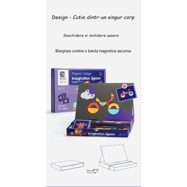 Carte magnetică puzzle Creeaza modele din forme geometrice- Magnetic Collage Imagination Jigsaw [2]