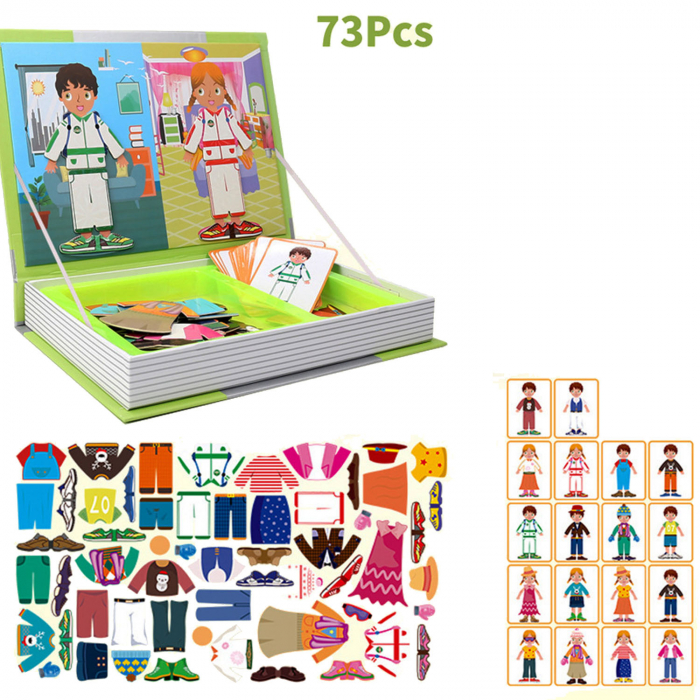 Carte magnetică puzzle Imbraca fetita si baiatul Magnetic Book Fashion [2]