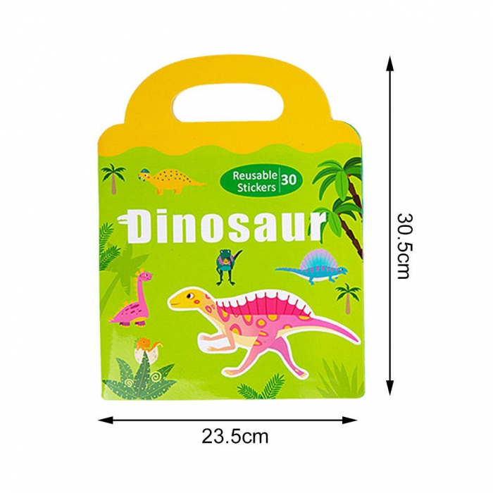 Carte magnetica tip gentuta cu 30 de stickere reutilizabile dinozauri [4]