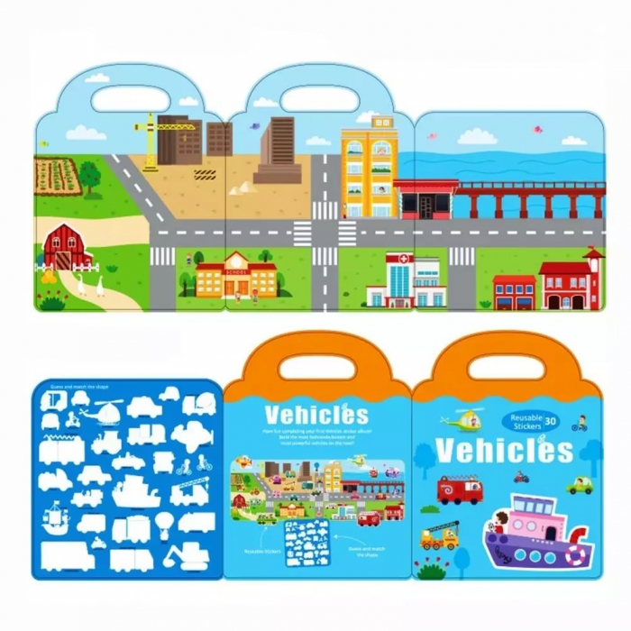 Carte magnetica tip gentuta cu 30 de stickere reutilizabile vehicule [2]