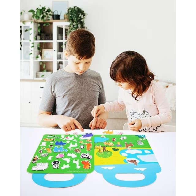 Carte magnetica tip gentuta cu 34 de stickere reutilizabile animale [2]