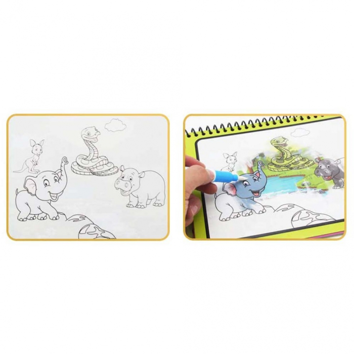 Carte reutilizabilă de colorat cu apă Doodle Water Book- ANIMALE ÎN JUNGLĂ 2 [4]