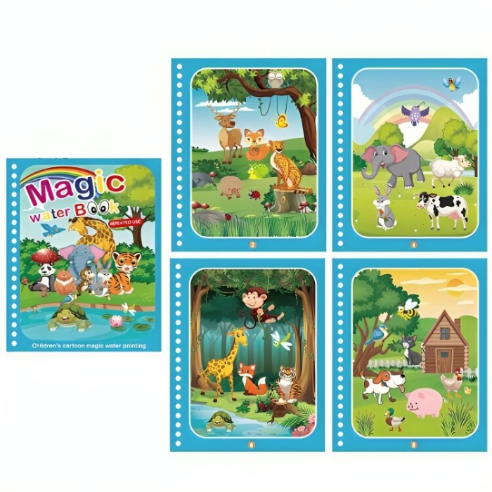Carte reutilizabilă de colorat cu apă Magic Water Book- animale [3]