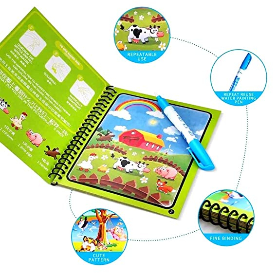 Carte reutilizabilă de colorat cu apă Magic Water Book- animale [2]