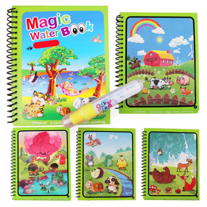 Carte reutilizabilă de colorat cu apă Magic Water Book- animale [2]