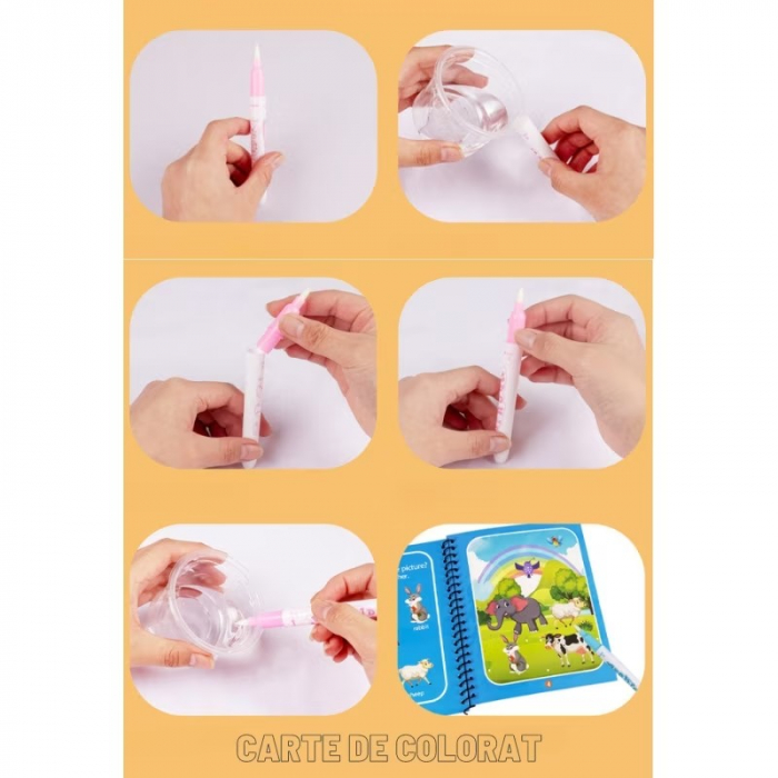 Carte reutilizabilă de colorat cu apă Magic Water Book- animale [2]