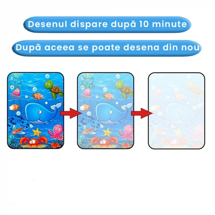 Carte reutilizabilă de colorat cu apă Magic Water Book- animale marine [3]
