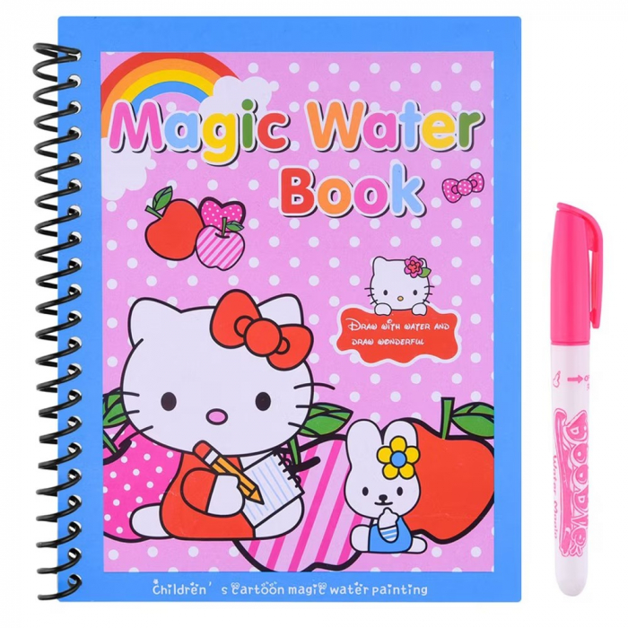 Carte reutilizabilă de colorat cu apă Magic Water Book- Hello Kitty [1]
