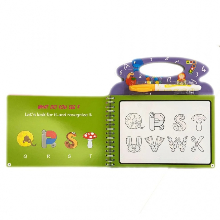 Carte reutilizabilă de colorat cu apă Magic Water Book- LITERE [4]