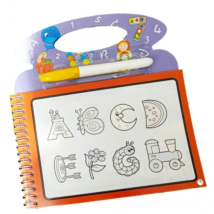 Carte reutilizabilă de colorat cu apă Magic Water Book- LITERE [5]