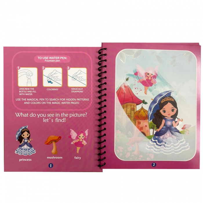 Carte reutilizabilă de colorat cu apă Magic Water Book- printese [4]