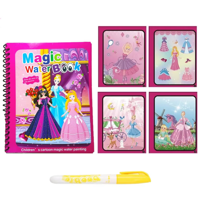 Carte reutilizabilă de colorat cu apă Magic Water Book- Printese [2]