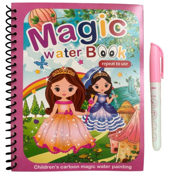 Carte reutilizabilă de colorat cu apă Magic Water Book- printese [3]