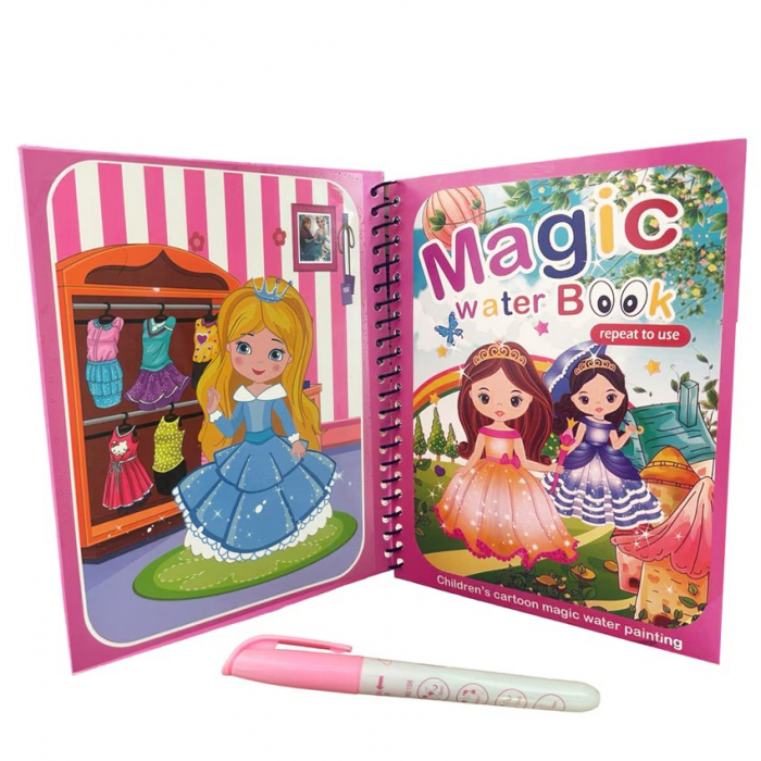 Carte reutilizabilă de colorat cu apă Magic Water Book- printese [2]