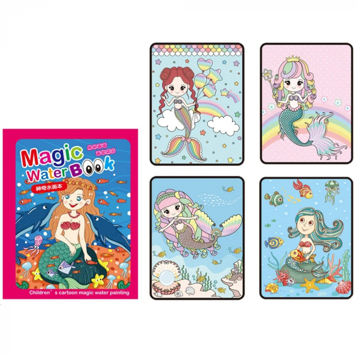 Carte reutilizabilă de colorat cu apă Magic Water Book- sirene [1]
