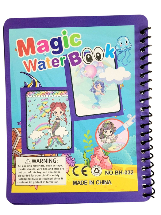 Carte reutilizabilă de colorat cu apă Magic Water Book sirene [2]