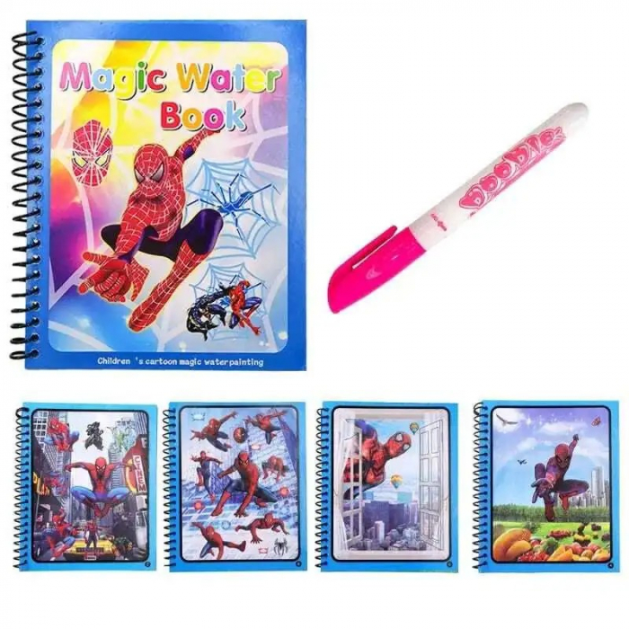 Carte reutilizabilă de colorat cu apă Magic Water Book- Spider Man [1]