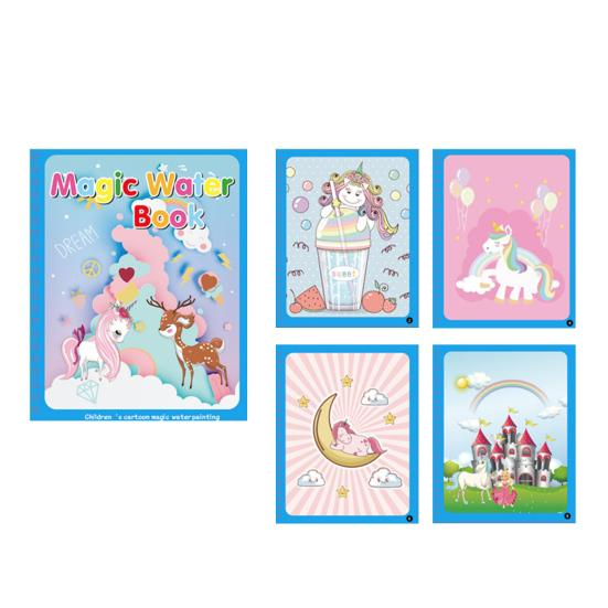 Carte reutilizabilă de colorat cu apă Magic Water Book- Unicorni [2]