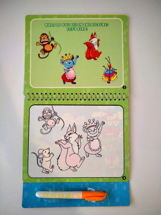Carte reutilizabilă de colorat cu apă Water Doodle Book- animale in jungla [2]