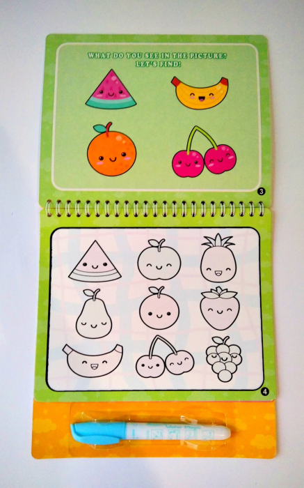 Carte reutilizabilă de colorat cu apă Water Doodle Book- fructe [2]