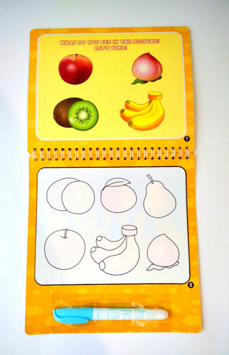 Carte reutilizabilă de colorat cu apă Water Doodle Book- fructe [3]