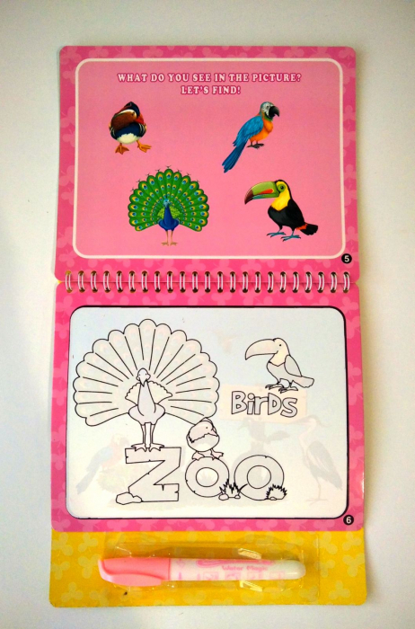 Carte reutilizabilă de colorat cu apă Water Doodle Book- pasari [3]