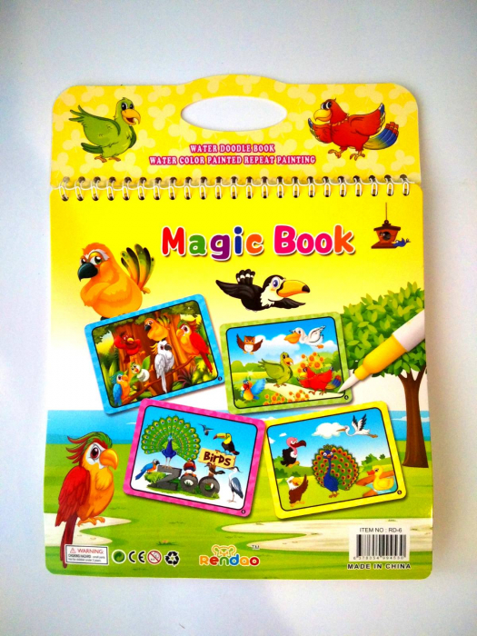 Carte reutilizabilă de colorat cu apă Water Doodle Book- pasari [2]