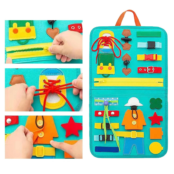 Carte senzoriala educativa Montessori pentru dezvoltarea abilitatilor motorii model calendar turquoise 4 pagini [2]