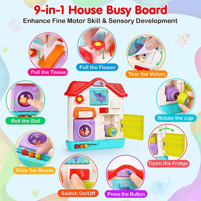 Casuta interactiva cu activitati Montessori senzoriale Hola Toys [3]