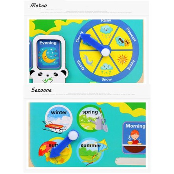 Ceas calendar multifuncțional din lemn Montessori Broscuță în limba engleza [2]