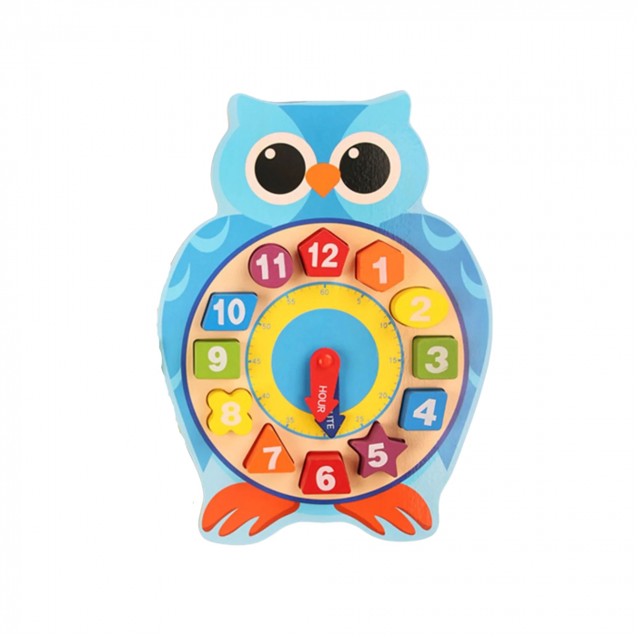 Ceas PUZZLE din lemn Montessori cu formă de bufniţă [2]