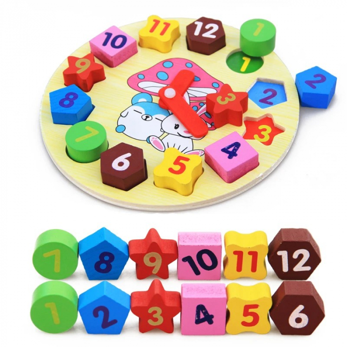 Ceas puzzle din lemn Montessori DIGITAL GEOMETRY CLOCK [3]