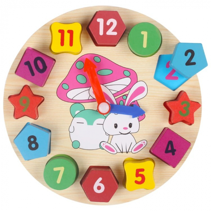 Ceas puzzle din lemn Montessori DIGITAL GEOMETRY CLOCK [2]