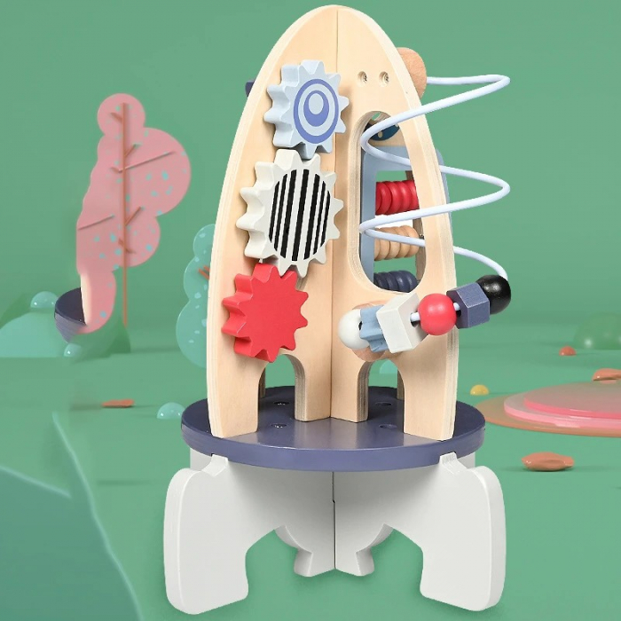 Centru de activitati din lemn RACHETA Multi function rocket around the bead [2]