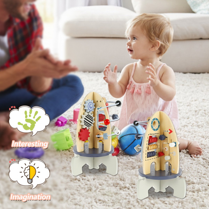 Centru de activitati din lemn RACHETA Multi function rocket around the bead [7]
