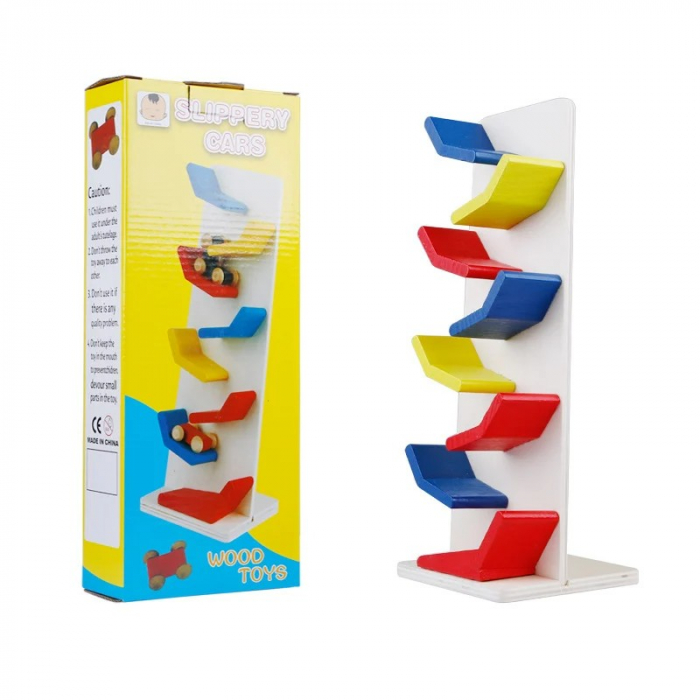 Circuit din lemn cu 3 maşinuţe - Slippery cars [5]