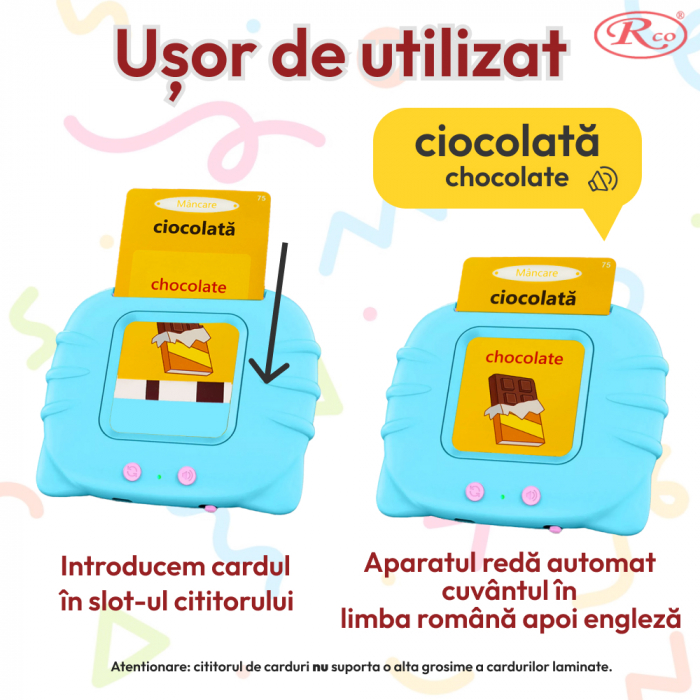 Cititor de carduri in limba romana si engleza cu 224 de imagini si sunete, incarcare USB [2]