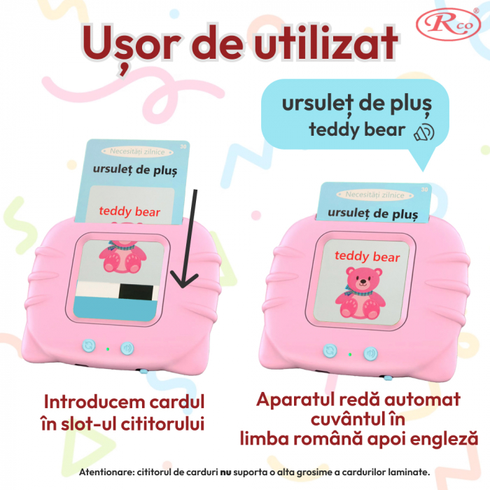 Cititor de carduri in limba romana si engleza cu 224 de imagini si sunete, incarcare USB [3]