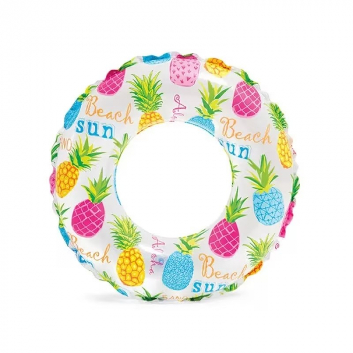Colac gonflabil inot pentru copii 3-6 ani, 51 cm INTEX model ananas multicolor [2]