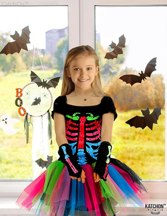 Costum Halloween Schelet multicolor fete marimea 6-7 ani [4]