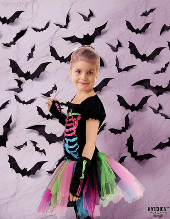 Costum Halloween Schelet multicolor fete marimea 6-7 ani [5]