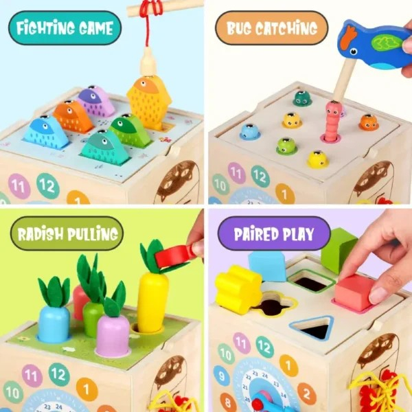 Cub de activitati 8 in 1 din lemn Montessori busy box [2]