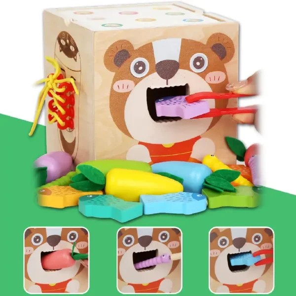 Cub de activitati 8 in 1 din lemn Montessori busy box [3]