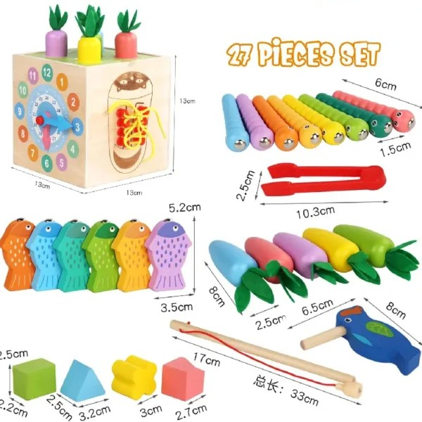 Cub de activitati 8 in 1 din lemn Montessori busy box [4]