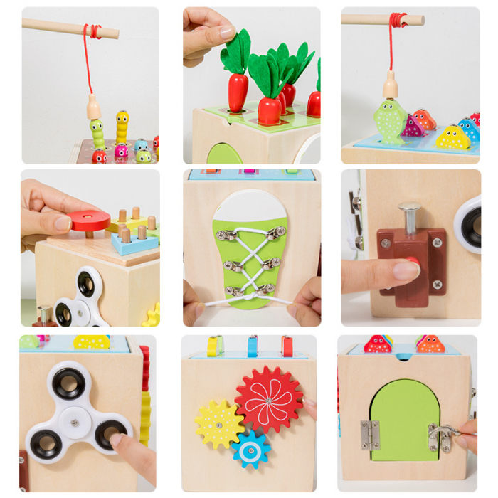 Cub de activitati 9 in 1 din lemn Nine in one busy box [8]