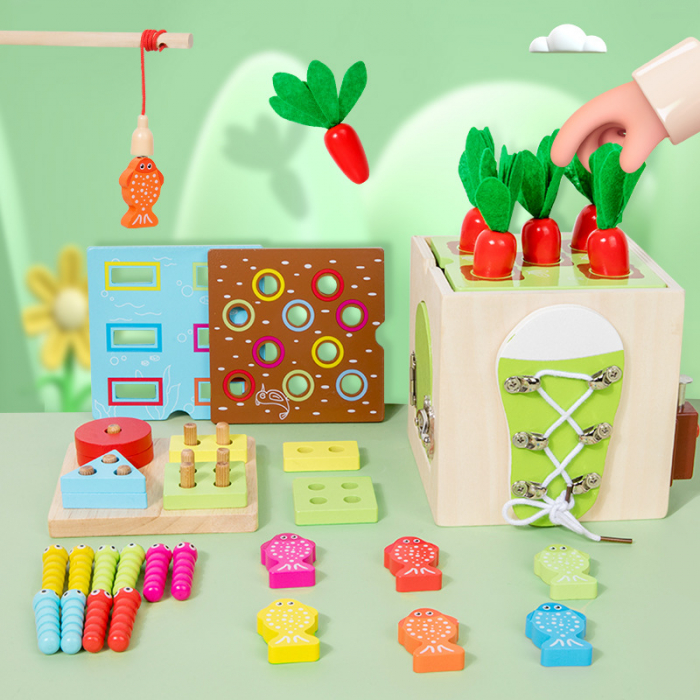 Cub de activitati 9 in 1 din lemn Nine in one busy box [5]