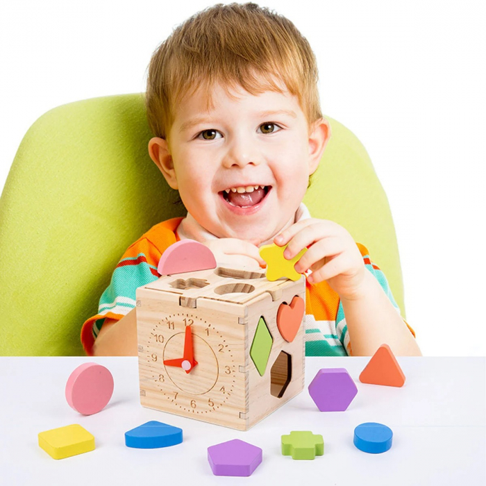 Cub sortator forme geometrice din lemn Intelligence box [2]