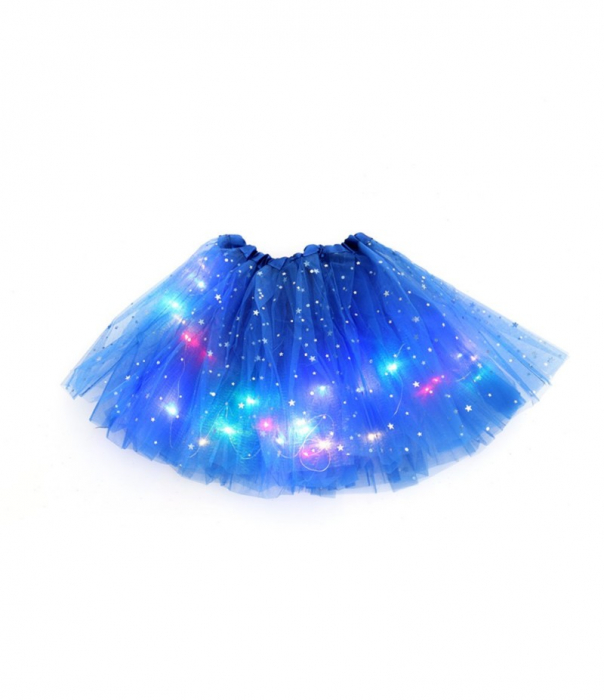 Fusta LED pentru Copii, Tutu de Balet pentru Fetite cu Luminite Multicolore Incorporate, Model Stelute, 28 cm Lungime, diferite culori [4]